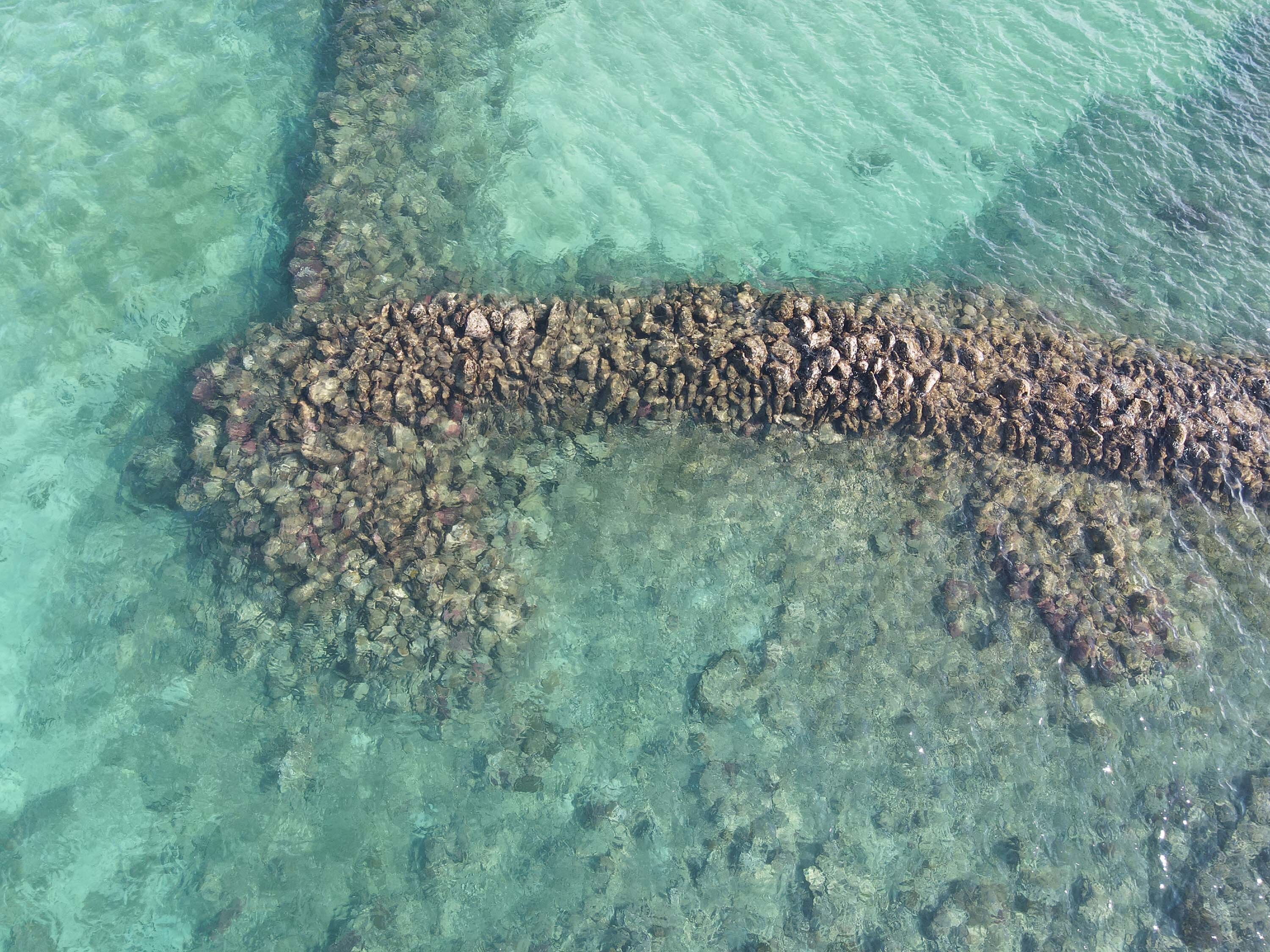 圖中為吉貝村大半洋滬的腳路與滬牙，圖左上為吉貝村大半洋滬的滬碇